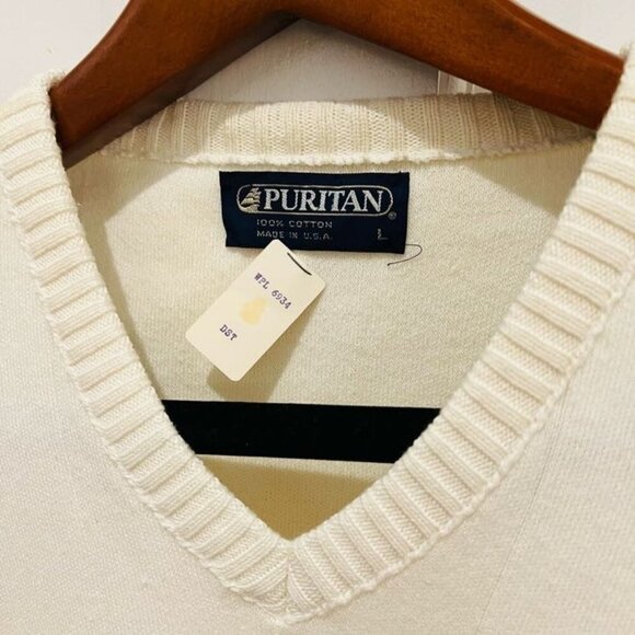 Vintage Puritan 100% Cotton V Neck Sweater Size Large - Picture 9 of 16
